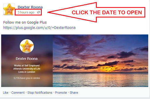 ShotPin - Click The Date To Open Your Facebook Post In A new Window Ready For Pinning