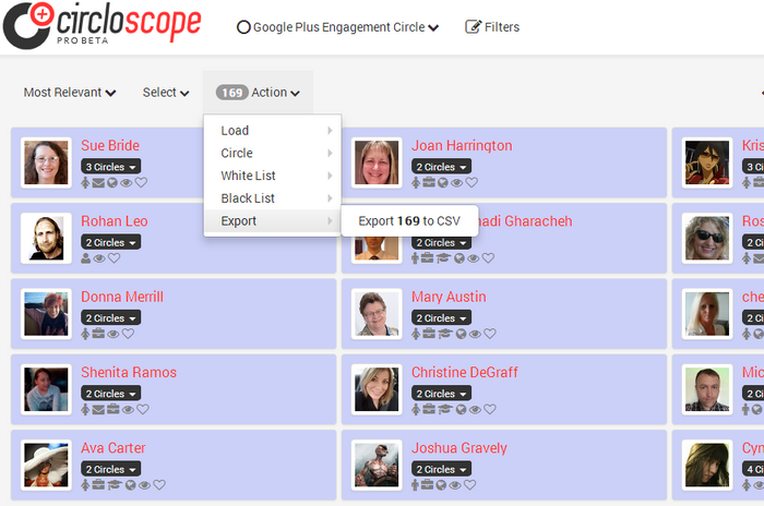 Circloscope Shared Circle Export steps