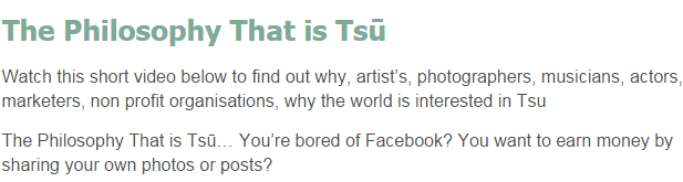 The Tsu Social Network Philosophy