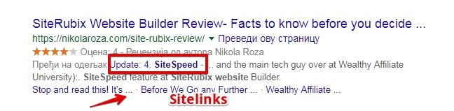 Sitelinks in the SERPS