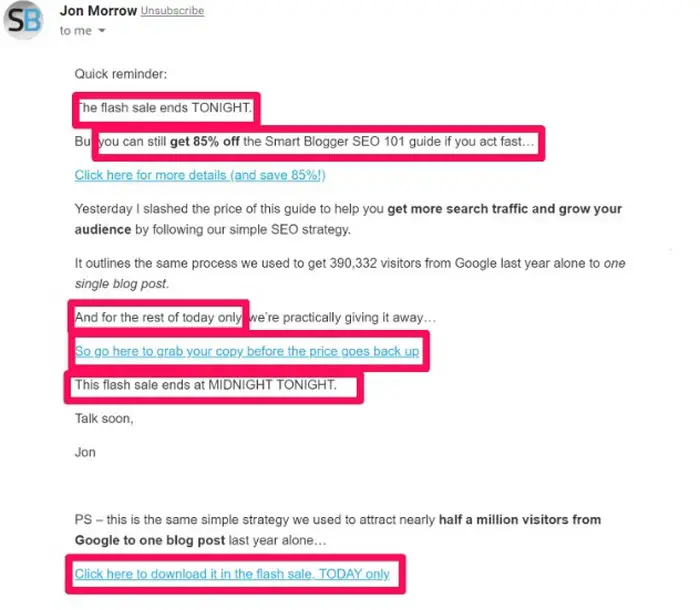 Screen capture of email conversation - FOMO Marketing - How Does FOMO Connect With Marketing? - Jon Morrow SmartBlogger