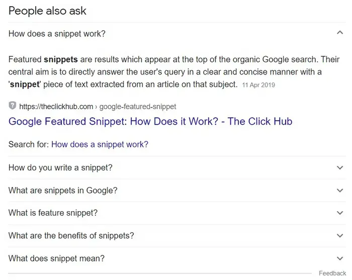 screen capture of  the answer snippets - How long should a blog post be?